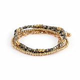 DEMDACO Sand Gold Bracelet Set of 5 - Bracelet 7in, Beaded Bracelet 2.5in