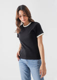 Adienne Vittadini Black Tee with White Trim