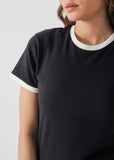 Adienne Vittadini Black Tee with White Trim