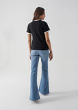 Adienne Vittadini Black Tee with White Trim