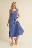 Aemi + CO Gauze Slit Sleeveless Dress Open Back Small